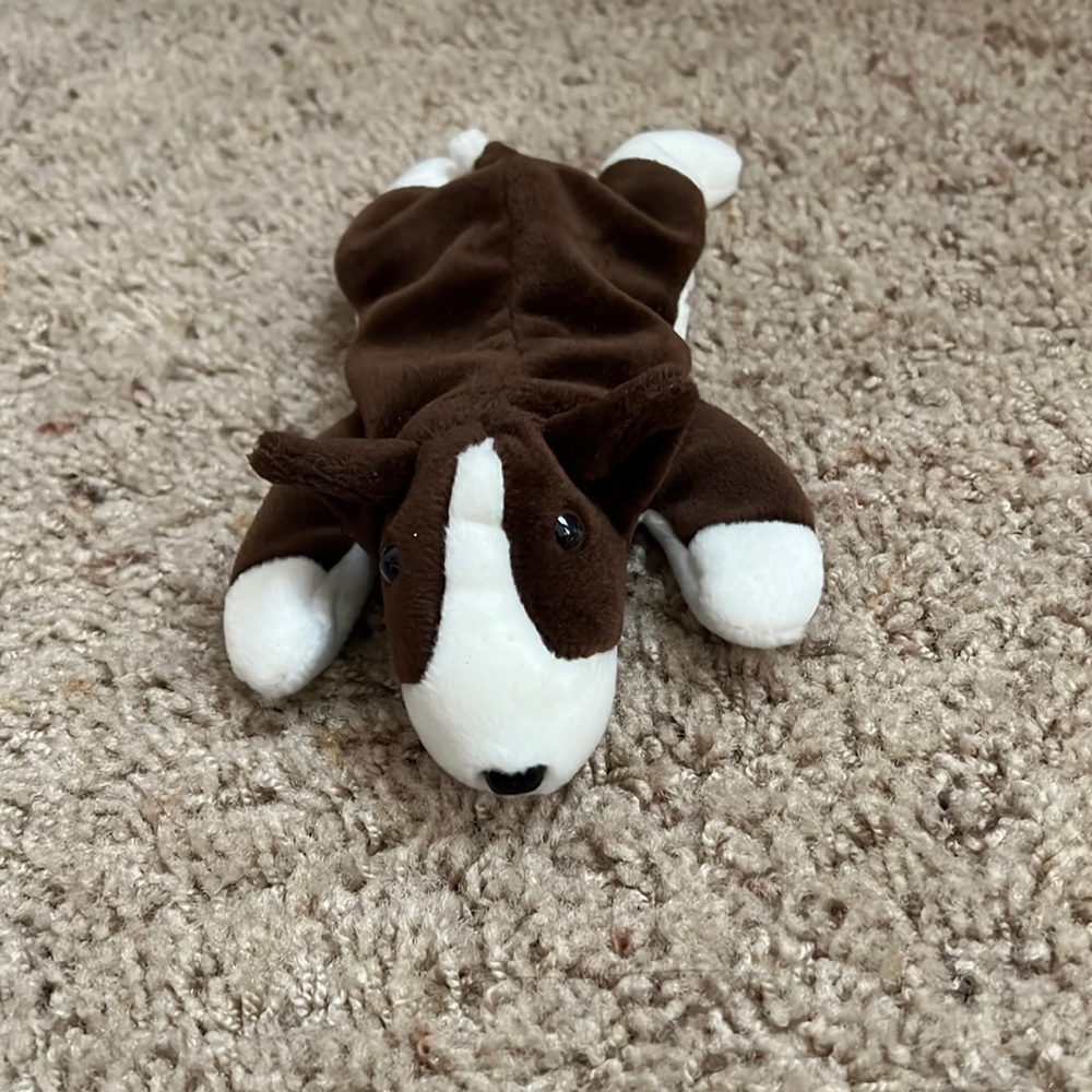 Ty Beanie babies Bruno The Dog dark brown and white